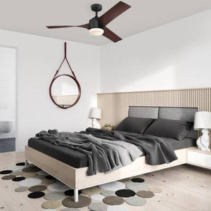 52'' 16 watt 3000K Natural White 3 Blade Walnut Black Indoor LED Ceiling Fan with Remote Control 6