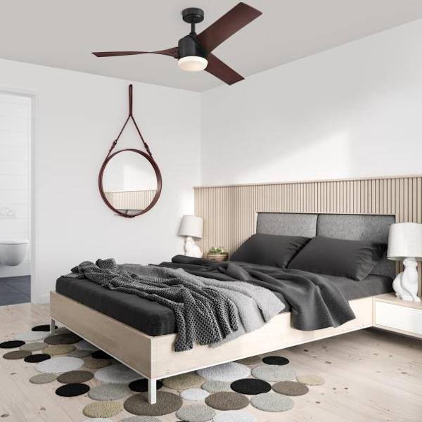 52'' 16 watt 3000K Natural White 3 Blade Walnut Black Indoor LED Ceiling Fan with Remote Control 6