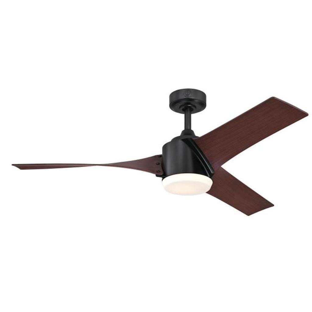 52'' 16 watt 3000K Natural White 3 Blade Walnut Black Indoor LED Ceiling Fan with Remote Control 1
