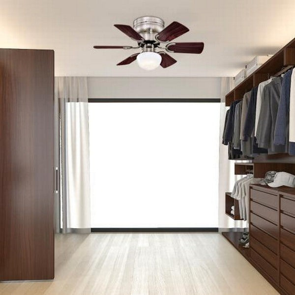 30" Brushed Nickel 6 Reversible Blade Indoor LED Ceiling Fan 6