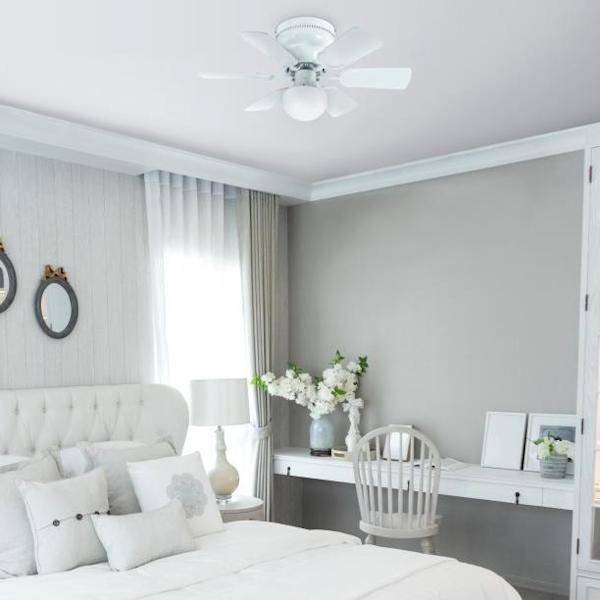 30" White 6 Reversible Blade Indoor LED Ceiling Fan 6