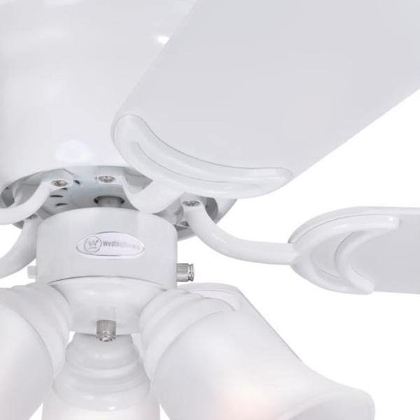 42" White Reversible Five-Blade Indoor LED Ceiling Fan 5