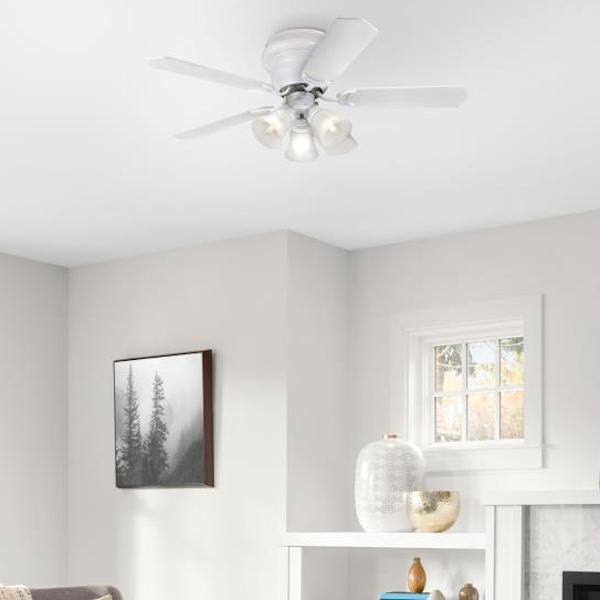 42" White Reversible Five-Blade Indoor LED Ceiling Fan 6