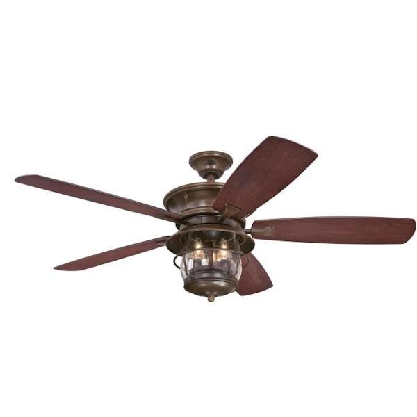 52" Aged Walnut Finish Indoor/Outdoor Reversible 5 Blade LED Ceiling Fan 3