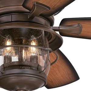 52" Aged Walnut Finish Indoor/Outdoor Reversible 5 Blade LED Ceiling Fan 5