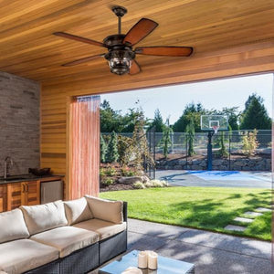 52" Aged Walnut Finish Indoor/Outdoor Reversible 5 Blade LED Ceiling Fan 6