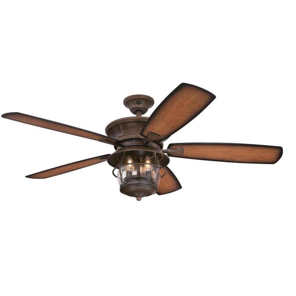 52" Aged Walnut Finish Indoor/Outdoor Reversible 5 Blade LED Ceiling Fan 1