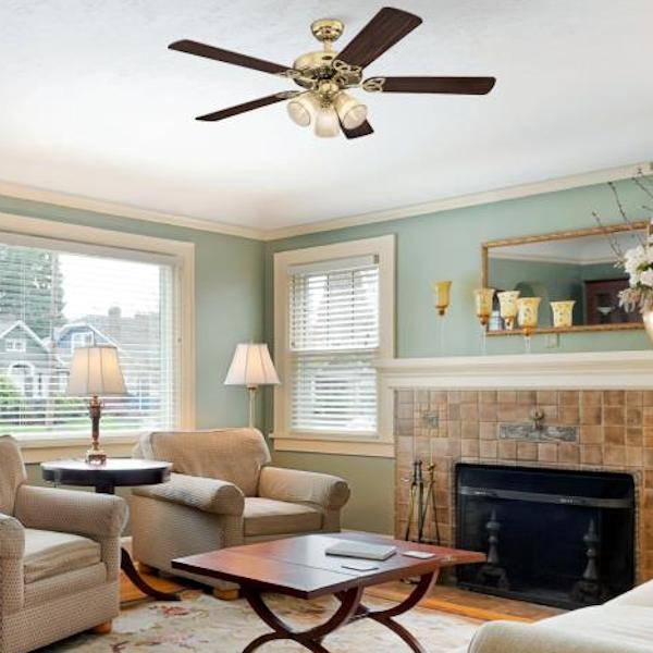 42" Polished Brass Indoor Reversible 5 Blade LED Ceiling Fan 6