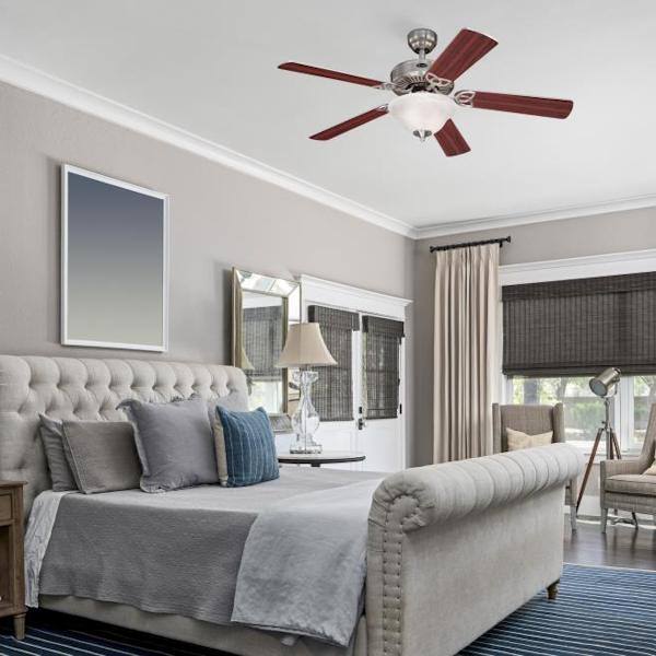 52" Brushed Nickel Reversible 5 Blade Indoor LED Ceiling Fan 6