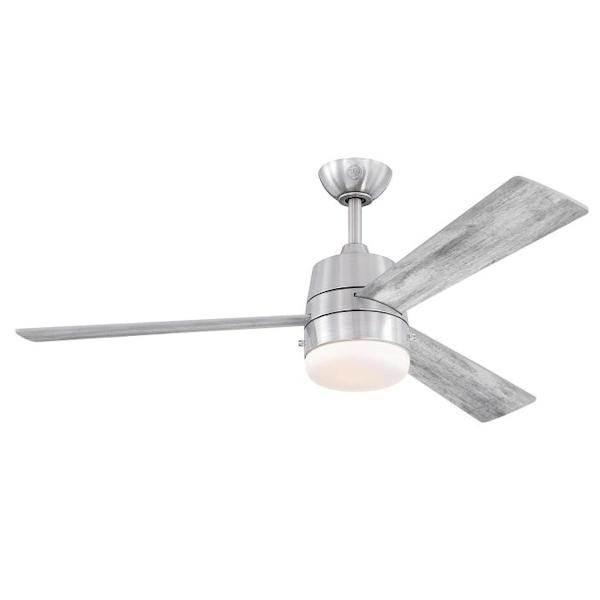 52" 8 watt Brushed Nickel Reversible 3 Blade Indoor LED Ceiling Fan 3