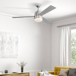 52" 8 watt Brushed Nickel Reversible 3 Blade Indoor LED Ceiling Fan 6