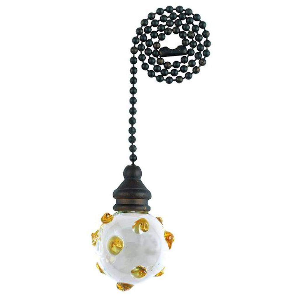 12" Oil Rubbed Bronze Beaded Chain with Glass Orb Handle 1