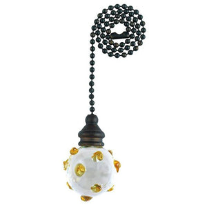 12" Oil Rubbed Bronze Beaded Chain with Glass Orb Handle 1