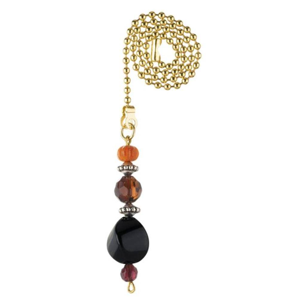 12" Antique Bronze Burgundy / Orange Beads Pull Chail 1