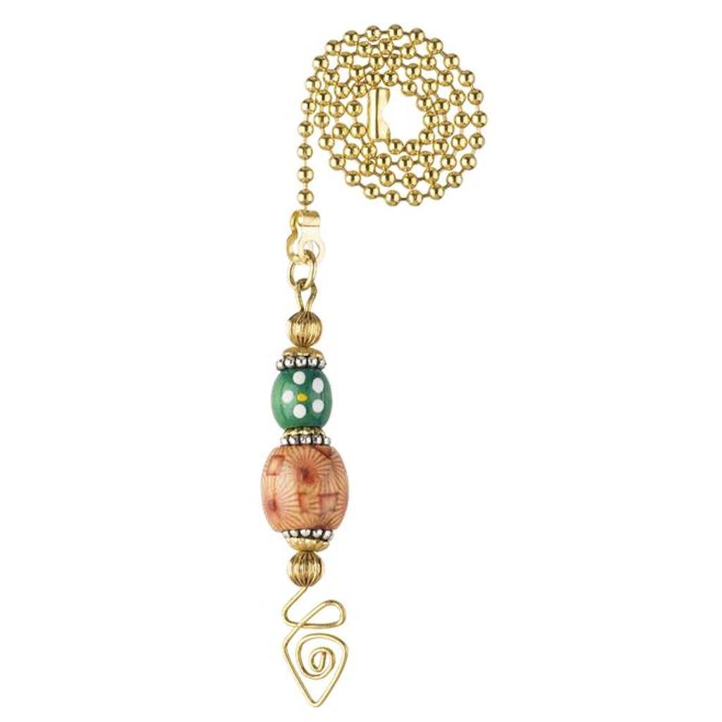 12" Beaded Chain with Orange & Green Beaded Handle 1