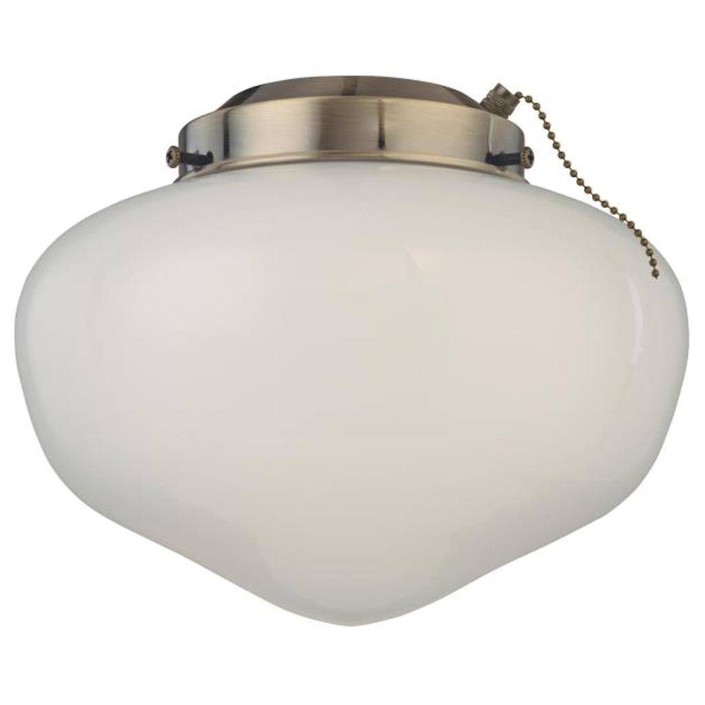 1 Light Antique Brass Fitter Schoolhouse Glass LED Ceiling Fan Light Kit 1