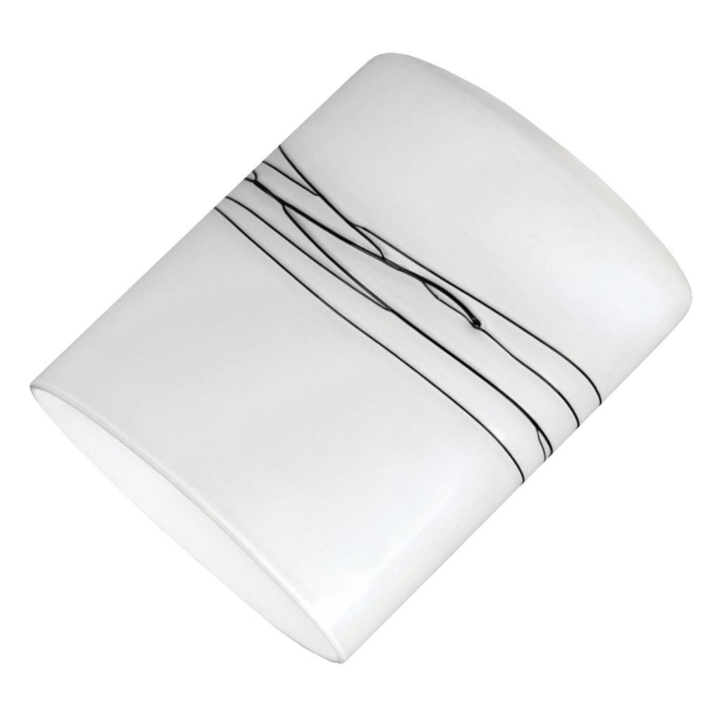 2.25" White with Black Line Pattern Neckless Glass Shade 1